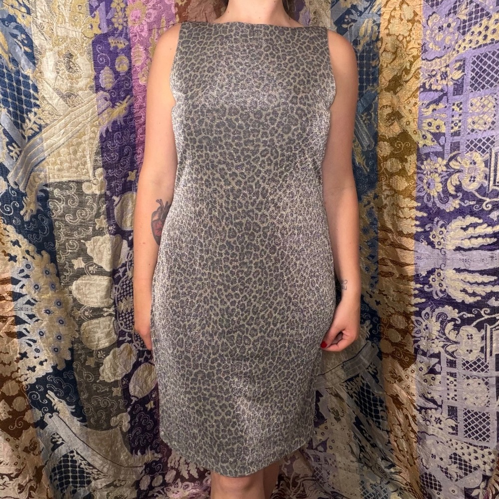 VTG 90s Andrea Polizzi for Rex Lester Leopard Print Whimsygoth Slip Dress Size L